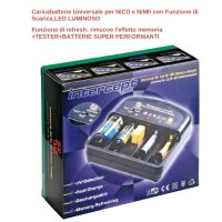 Caricabatterie Universale LED funzione scarica,effetto memoria+tester+batterie